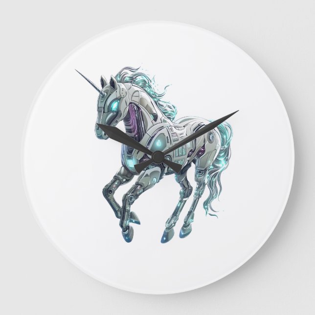 Tech Robot Unicorn Large Clock (Front)