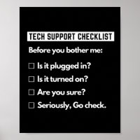 Tech Support Checklist Funny Computer Geek