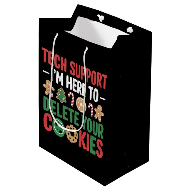 Tech Support Christmas Cookies Funny Work  Medium Gift Bag (Front Angled)