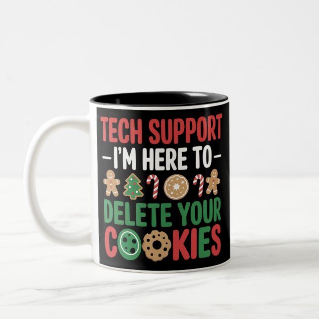 Tech Support Christmas Cookies Funny Work  Two-Tone Coffee Mug (Left)