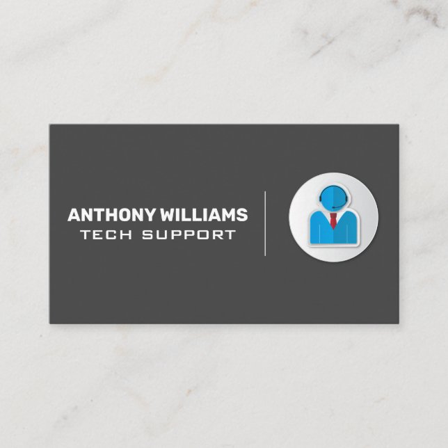 Tech Support | Customer Support with Headset Business Card (Front)