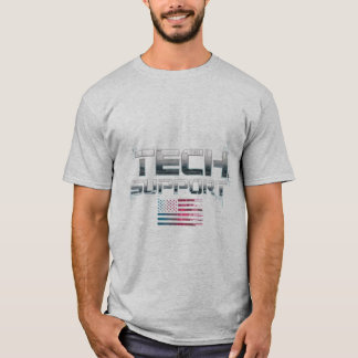 Tech Support Cyber Engineer IT Nerd Geek USA Flag T-Shirt