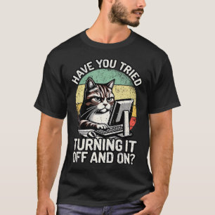 Tech Support Humour I Cat Tech Engineer I Computer T-Shirt