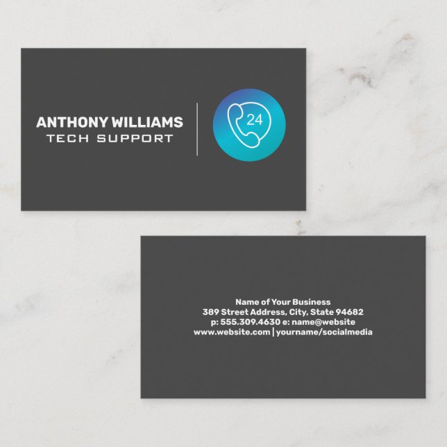 Tech Support | Phone Icon Business Card (Front/Back)