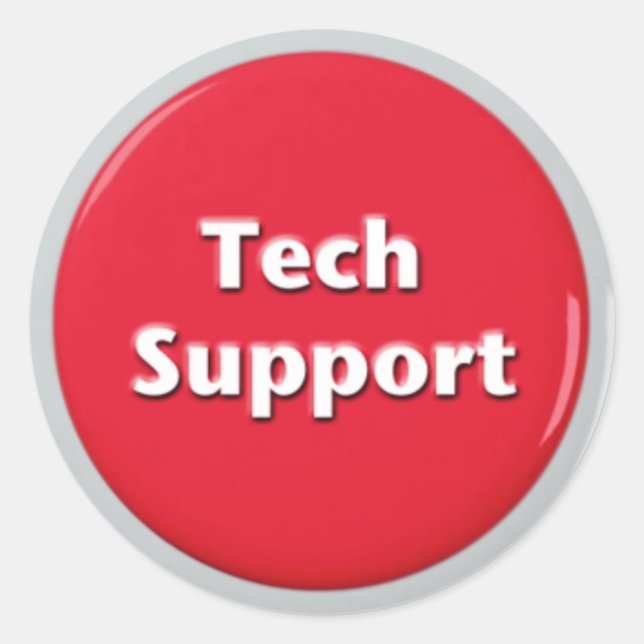 Tech Support Red Panic Button Classic Round Sticker (Front)