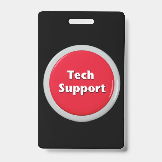 Tech Support Red Panic Button ID Badge (Front)