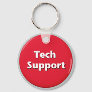 Tech Support Red Panic Button Key Ring
