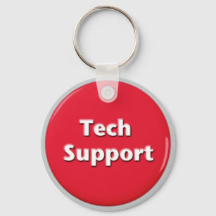 Tech Support Red Panic Button Key Ring