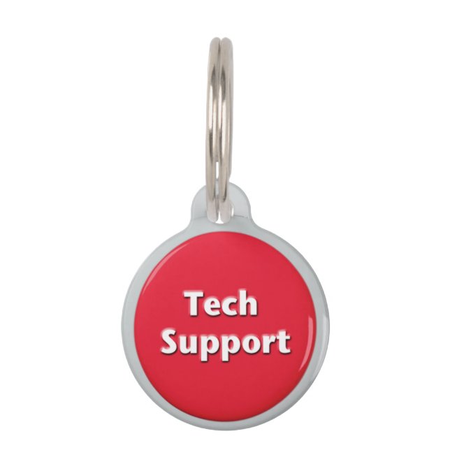 Tech Support Red Panic Button Pet Tag (Front)
