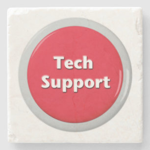 Tech Support Red Panic Button Stone Coaster