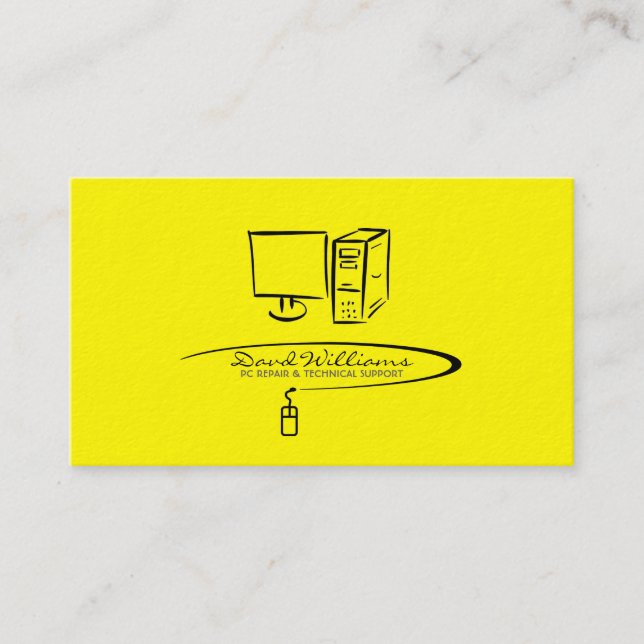 Tech Support/Repair Business Card (Yellow Version) (Front)