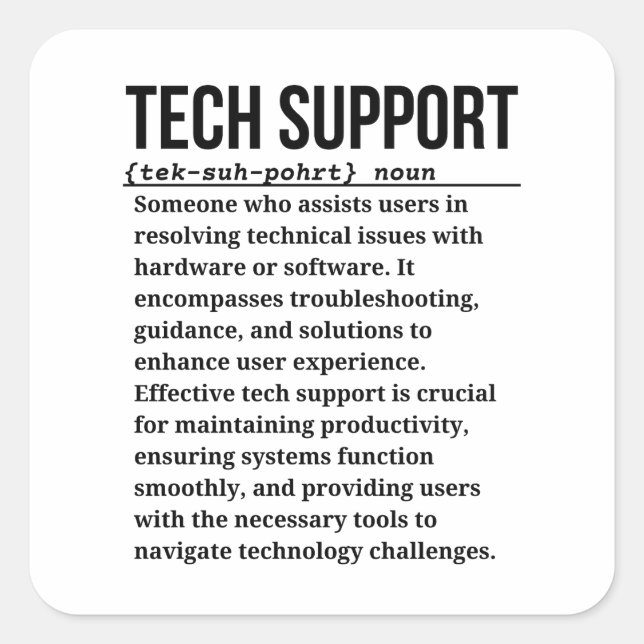 Tech support square sticker (Front)