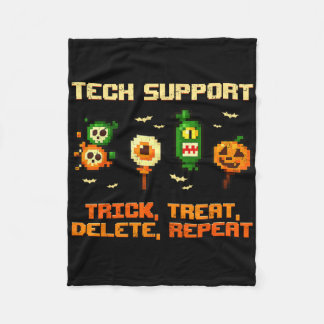 Tech Support Trick Treat Delete Repeat Halloween C Fleece Blanket