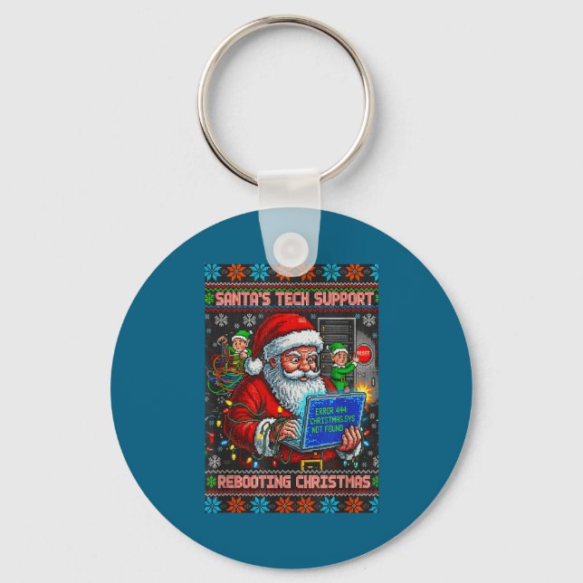 Tech Support Ugly s Rebooting Santa Key Ring (Front)