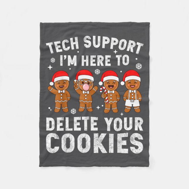 Tech Suprt Christmas Cookies Women Men Funny Chris Fleece Blanket (Front)