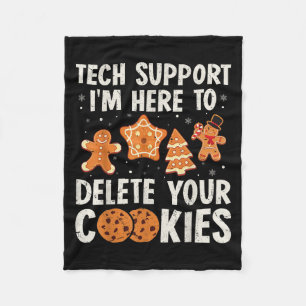Tech Suprt Christmas Cookies Women Men Funny Chris Fleece Blanket