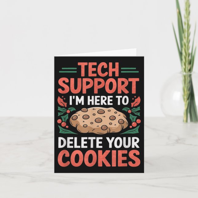 Tech Suprt Christmas Helpdesk Computer Geek Cookie Card (Front)