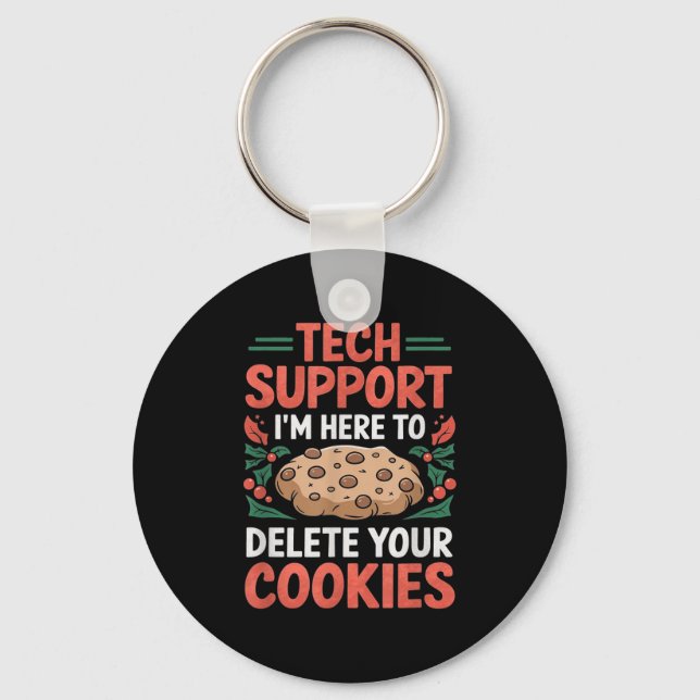 Tech Suprt Christmas Helpdesk Computer Geek Cookie Key Ring (Front)