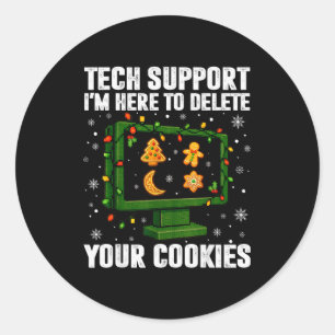 Tech Suprt Delete Your Cookies Men Ugly Christmas Classic Round Sticker