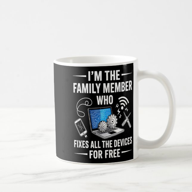 Tech Suprt Design For Men, Boys, Dad. Funny Meme  Coffee Mug (Right)