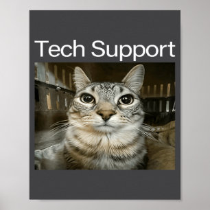 Tech Suprt Silly Staring Cat Meme Gen Alpha Humor  Poster