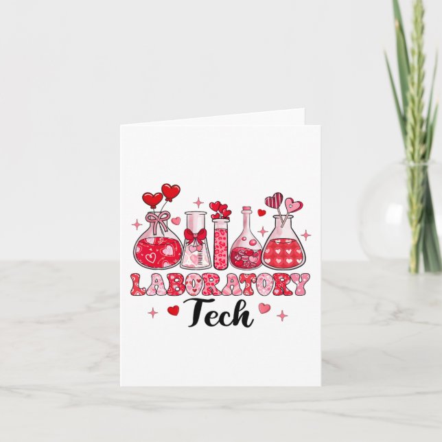 Tech Test Tube Leopard Hearts Valentine's Day  Card (Front)
