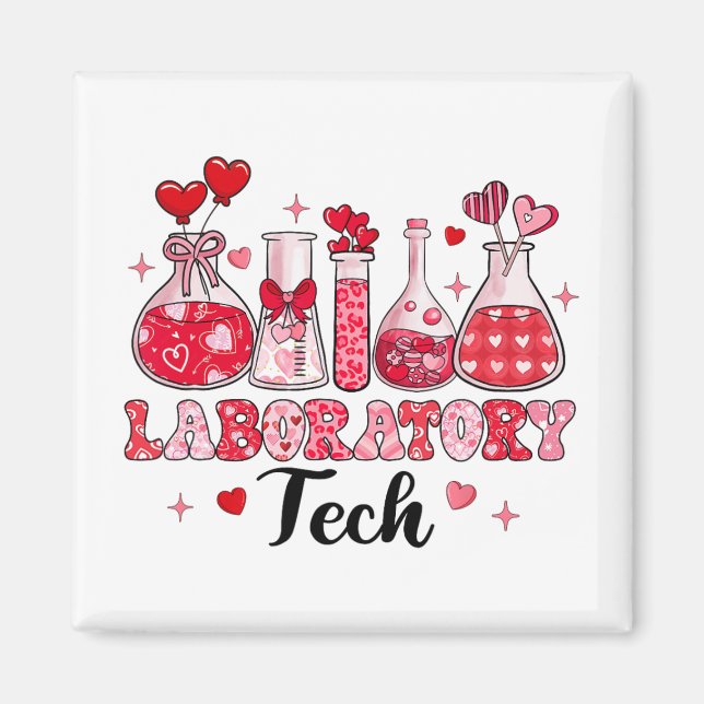 Tech Test Tube Leopard Hearts Valentine's Day  Magnet (Front)