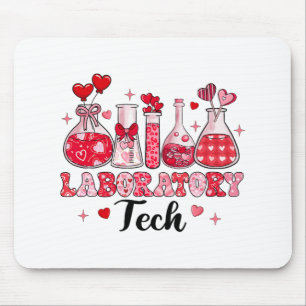 Tech Test Tube Leopard Hearts Valentine's Day  Mouse Pad