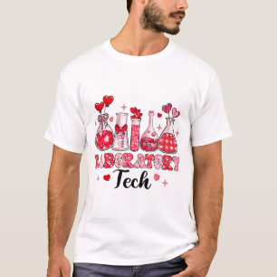 Tech Test Tube Leopard Hearts Valentine's Day T-Shirt