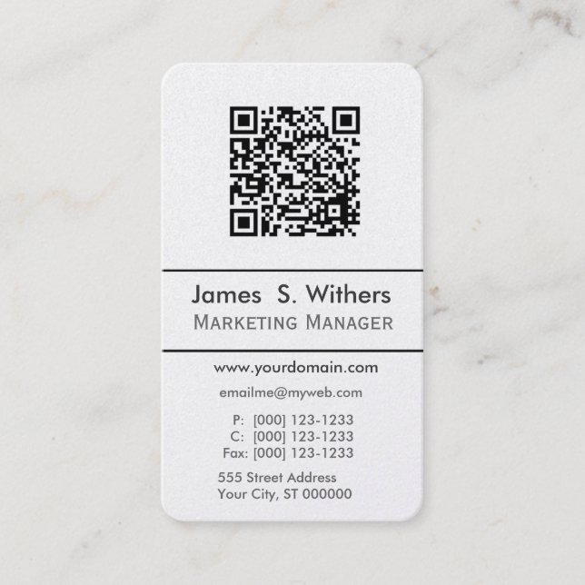 Techie Modern Minimalist QR Code  Photo / Logo Business Card (Front)
