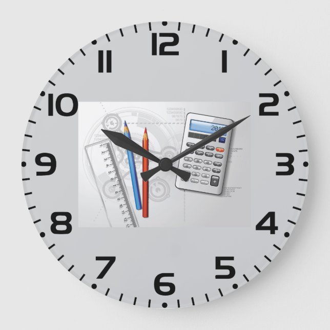 Technical Drawing Office Supplies Large Clock (Front)