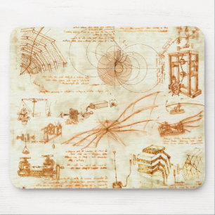 Technical drawing & sketches by Leonardo Da Vinci Mouse Pad