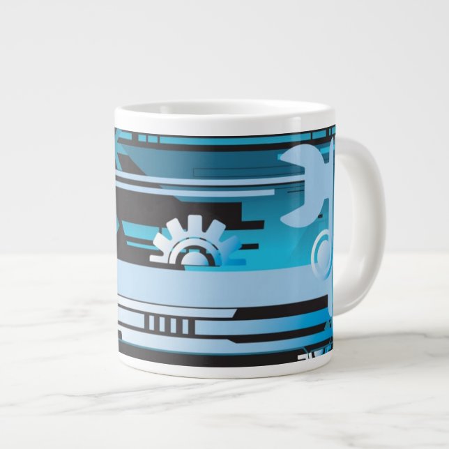 Technical halftone background 3 large coffee mug (Front Right)