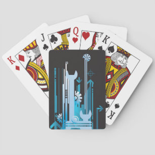 Technical halftone background 3 playing cards