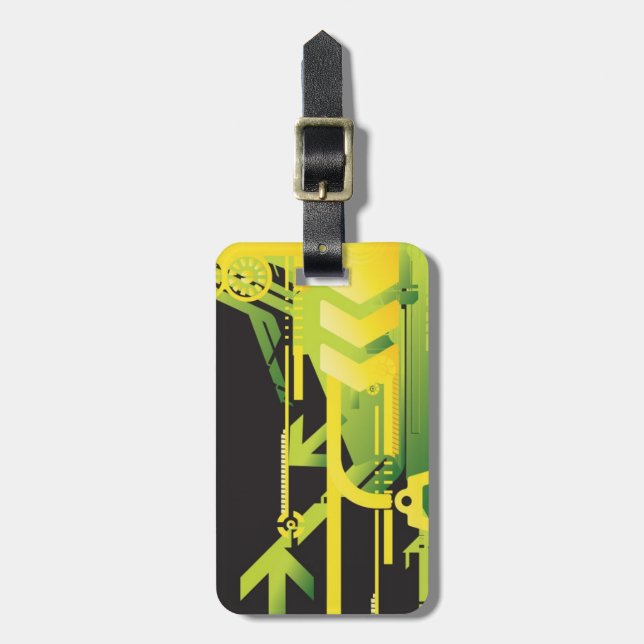 Technical halftone background 4 luggage tag (Front Vertical)