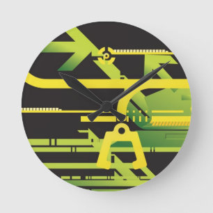 Technical halftone background 4 round clock