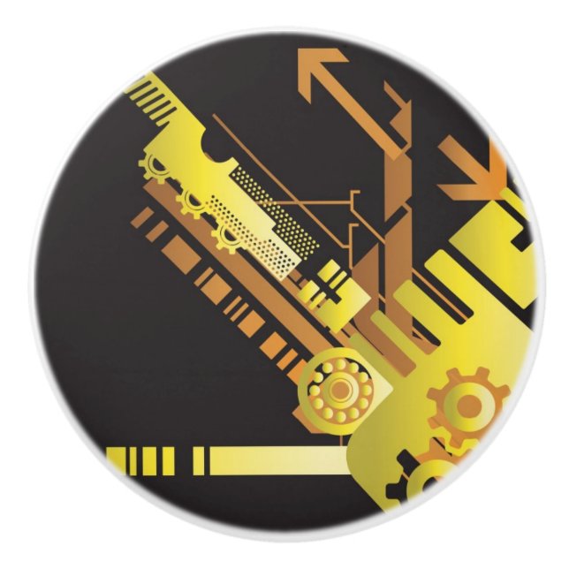 Technical halftone background 5 ceramic knob (Front)