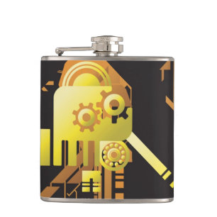 Technical halftone background 5 hip flask