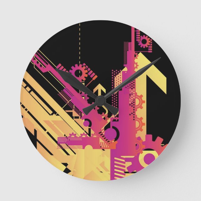 Technical halftone background 7 round clock (Front)