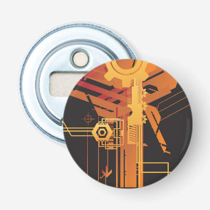 Technical halftone background bottle opener