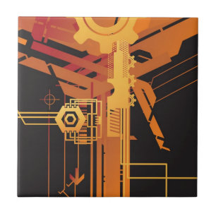 Technical halftone background ceramic tile