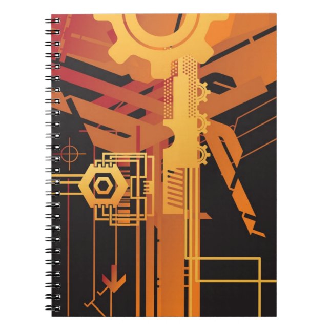 Technical halftone background notebook (Front)
