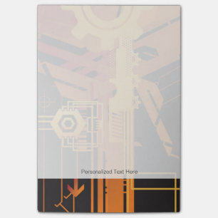 Technical halftone background post-it notes