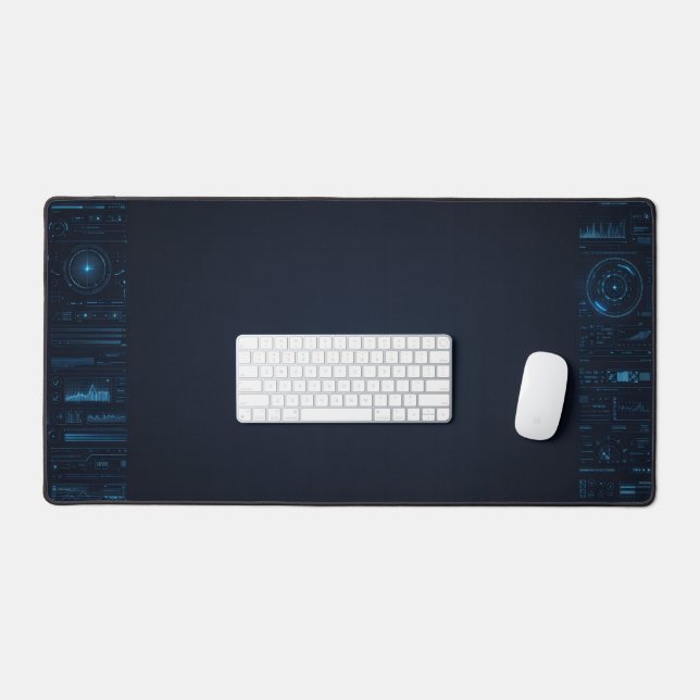Technical HUD Blueprint Schematic Gaming Desk Mat (Keyboard & Mouse)