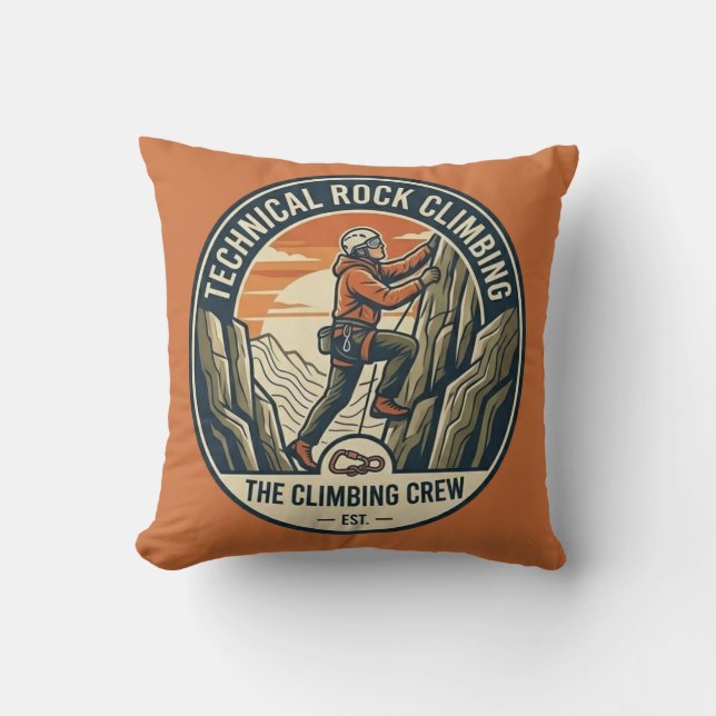 Technical Rock Climbing Throw Pillow (Front)