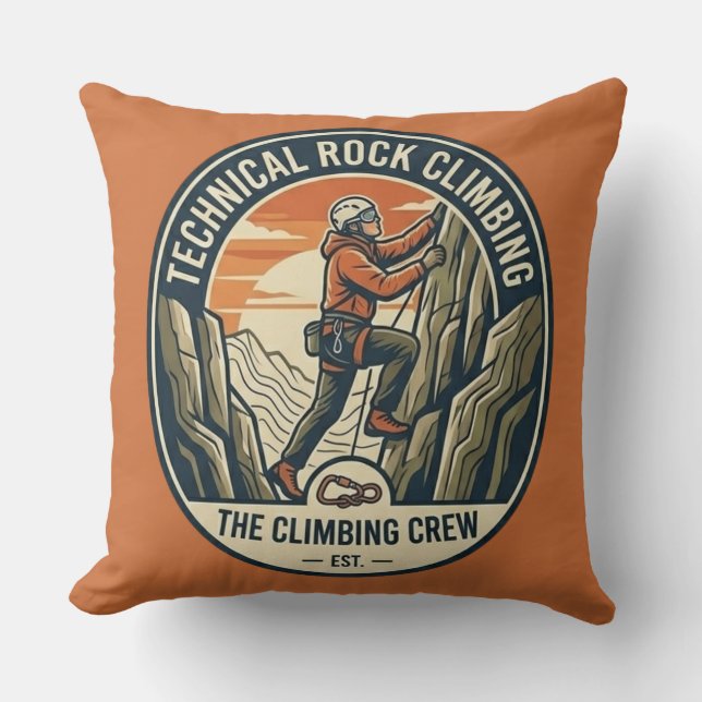 Technical Rock Climbing Throw Pillow (Front)