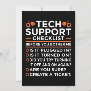 Technical Support Checklist Computer IT Programmer Thank You Card