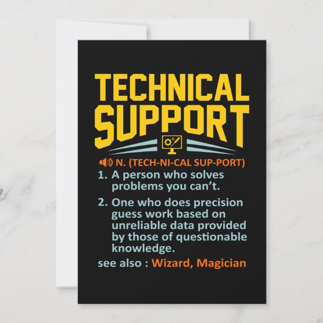 Technical Support Definition Computer IT Thank You Card (Front)