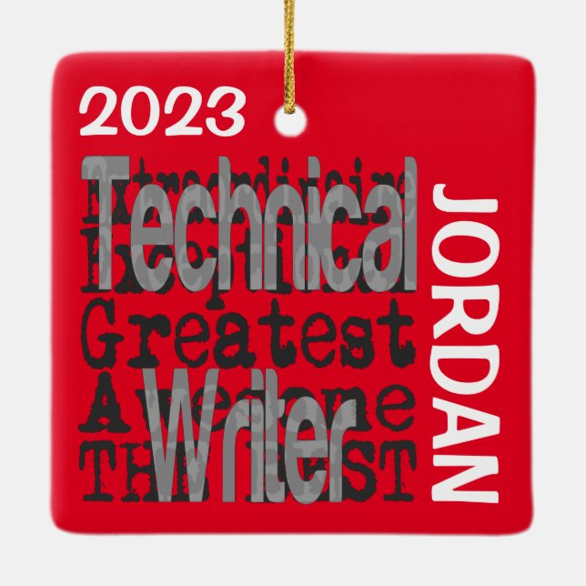 Technical Writer Extraordinaire CUSTOM Ceramic Ornament (Back)