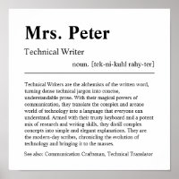Technical Writer Personalised Gift Poster